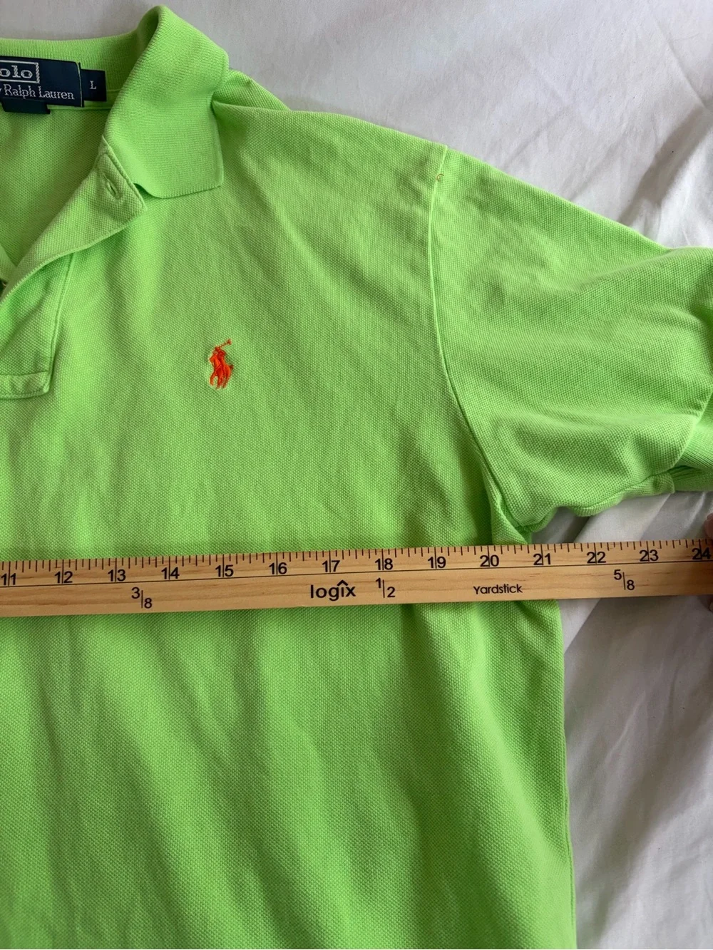 Ralph Lauren Neon Green Polo with Orange Pony Logo Short Sleeve Size Large